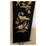 ULO - Vintage Needlepoint Bell Pull with Bird and Floral Motif