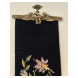 ULO - Vintage Needlepoint Bell Pull with Bird and Floral Motif