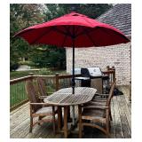 D - Kingsley-Bate Teak Outdoor Patio Set with 4 Chairs, Table and Umbrella