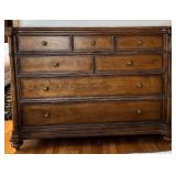 MBR  - Vintage Stanley 7-Drawer Wooden Dresser with Brass Knob Handles