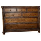 MBR  - Vintage Stanley 7-Drawer Wooden Dresser with Brass Knob Handles