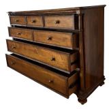 MBR  - Vintage Stanley 7-Drawer Wooden Dresser with Brass Knob Handles