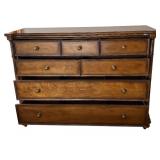 MBR  - Vintage Stanley 7-Drawer Wooden Dresser with Brass Knob Handles