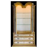 LR - Vintage Drexel Heritage Hand-Painted Display Hutch with Glass Shelves