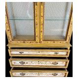 LR - Vintage Drexel Heritage Hand-Painted Display Hutch with Glass Shelves