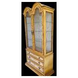 LR - Vintage Drexel Heritage Hand-Painted Display Hutch with Glass Shelves