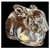 K - Vintage Baccarat Crystal Laying Bunny Figurine