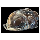 K - Vintage Baccarat Crystal Laying Bunny Figurine