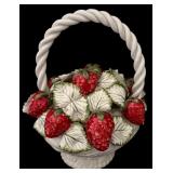 K - Vintage Mottahedeh Porcelain Strawberry Basket Italy
