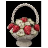 K - Vintage Mottahedeh Porcelain Strawberry Basket Italy
