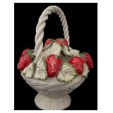 K - Vintage Mottahedeh Porcelain Strawberry Basket Italy