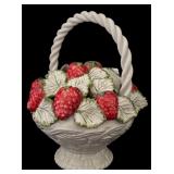 K - Vintage Mottahedeh Porcelain Strawberry Basket Italy
