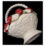 K - Vintage Mottahedeh Porcelain Strawberry Basket Italy