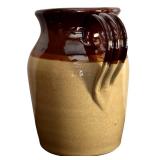 K - Set of 3 Vintage Brown Glazed Stoneware: 7" Pitcher and 2 Covered Soup Crocks