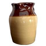 K - Set of 3 Vintage Brown Glazed Stoneware: 7" Pitcher and 2 Covered Soup Crocks