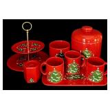 FR  - Vintage Waechtersbach West Germany Christmas Ceramic Serving Set with Two-Tier Dessert Stand