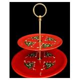 FR  - Vintage Waechtersbach West Germany Christmas Ceramic Serving Set with Two-Tier Dessert Stand