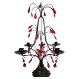 LR  - Pair of Vintage Point A Ligne Paris 20-Inch Red Crystal Candelabras