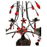 LR  - Pair of Vintage Point A Ligne Paris 20-Inch Red Crystal Candelabras