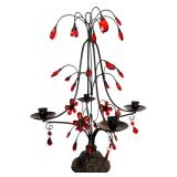 LR  - Pair of Vintage Point A Ligne Paris 20-Inch Red Crystal Candelabras