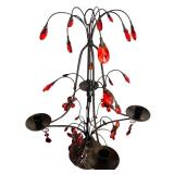 LR  - Pair of Vintage Point A Ligne Paris 20-Inch Red Crystal Candelabras