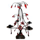 LR  - Pair of Vintage Point A Ligne Paris 20-Inch Red Crystal Candelabras