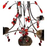 LR  - Pair of Vintage Point A Ligne Paris 20-Inch Red Crystal Candelabras