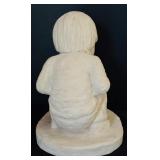 LR - Pair of Vintage Child Figurines Austin Sculpture and Boy by Tree Stump 9.5-10 in