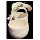 FR - Set of 8 Ceramic Floral Mugs and Double Condiment Dish by Paper Windows USA