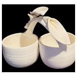 FR - Set of 8 Ceramic Floral Mugs and Double Condiment Dish by Paper Windows USA