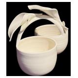 FR - Set of 8 Ceramic Floral Mugs and Double Condiment Dish by Paper Windows USA