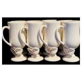 FR - Set of 8 Ceramic Floral Mugs and Double Condiment Dish by Paper Windows USA