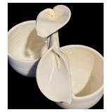 FR - Set of 8 Ceramic Floral Mugs and Double Condiment Dish by Paper Windows USA