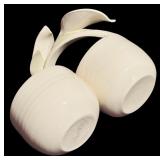 FR - Set of 8 Ceramic Floral Mugs and Double Condiment Dish by Paper Windows USA