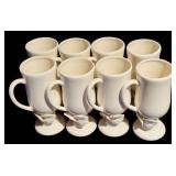 FR - Set of 8 Ceramic Floral Mugs and Double Condiment Dish by Paper Windows USA