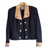 FR - Doubled Ranch Vintage Black Jacket with Embroidered Collar and Cuffs Size 5