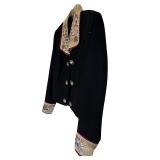 FR - Doubled Ranch Vintage Black Jacket with Embroidered Collar and Cuffs Size 5