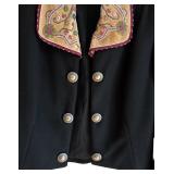 FR - Doubled Ranch Vintage Black Jacket with Embroidered Collar and Cuffs Size 5