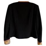 FR - Doubled Ranch Vintage Black Jacket with Embroidered Collar and Cuffs Size 5