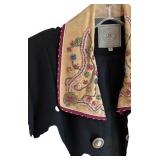 FR - Doubled Ranch Vintage Black Jacket with Embroidered Collar and Cuffs Size 5