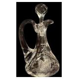K - Set of 5 Decorative Cut Glass Decanters and Cruets