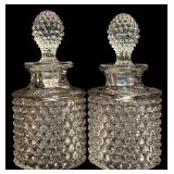 K - Set of 5 Decorative Cut Glass Decanters and Cruets