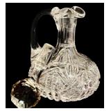 K - Set of 5 Decorative Cut Glass Decanters and Cruets