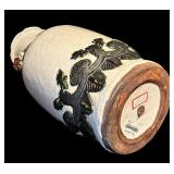 Ceramic Vase with Raised Floral Decoration, 18 Inches Tall