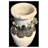 Ceramic Vase with Raised Floral Decoration, 18 Inches Tall