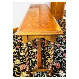 UO - Vintage Oak Console Table with Parquet Top and Barley Twist Legs