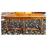UO - Vintage Oak Console Table with Parquet Top and Barley Twist Legs
