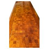 UO - Vintage Oak Console Table with Parquet Top and Barley Twist Legs