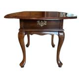 LR - Vintage Drop-Leaf Wood Side Table with Drawer
