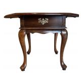 LR - Vintage Drop-Leaf Wood Side Table with Drawer